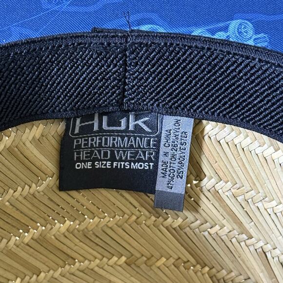 Huk Fishing Fish and Flags Straw Hat NWT One Size Fits Most Beach 4th of July - Picture 9 of 9